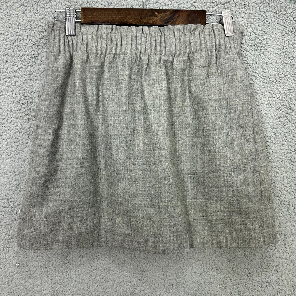 J.crew Pull On‎ Mini Skirt Womens 2 Gray Wool Pockets Clean Girl Minimalist